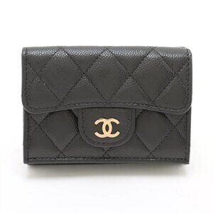 Chanel CC Logo Matelasse Caviar Skin Wallet Black